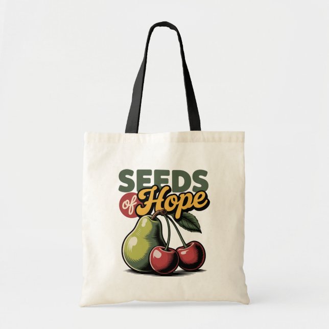 Bolso De Tela Semillas de esperanza orinan cerezo retro cristian (Frente)