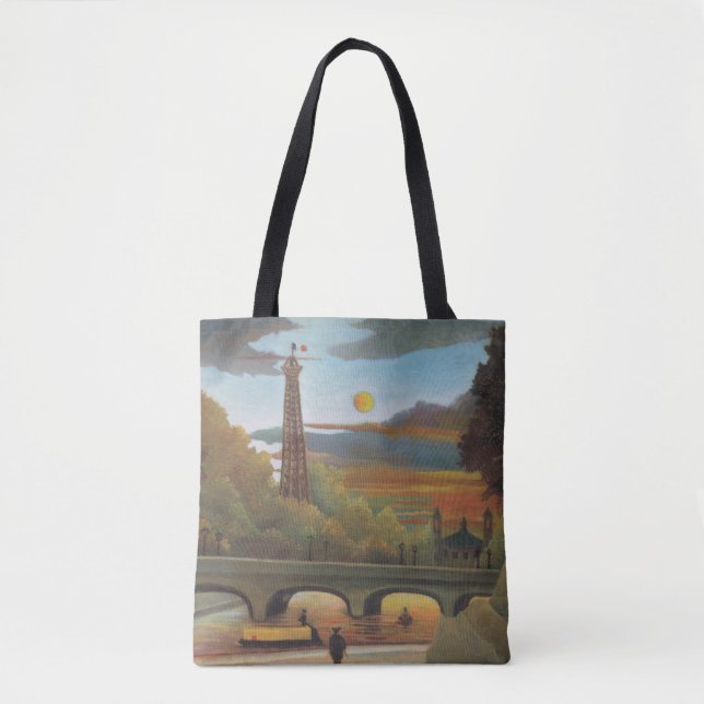 Bolso De Tela Sena y Torre Eiffel al atardecer de Henri Rousseau (Anverso)
