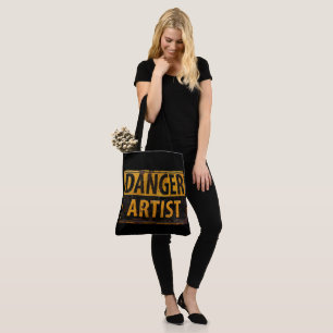 BOLSO DE TELA SEÑAL DE METAL ANGUSTIADA ARTISTA PELIGRO