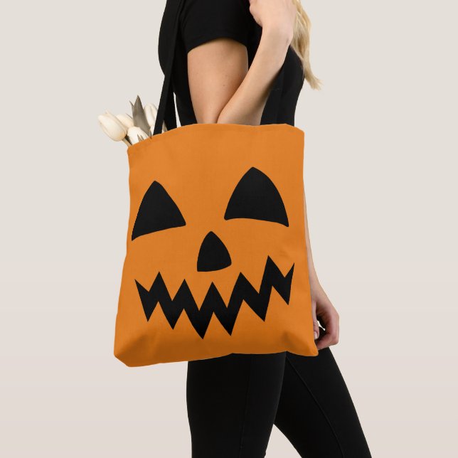 Bolso De Tela Sencilla calabaza de Halloween cara Fiesta miedo f (Detalle)