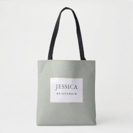 Bolso De Tela Sencilla elegante Sage Gold Green Bridesmaid Tote 