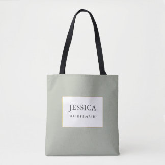Bolso De Tela Sencilla elegante Sage Gold Green Bridesmaid Tote 