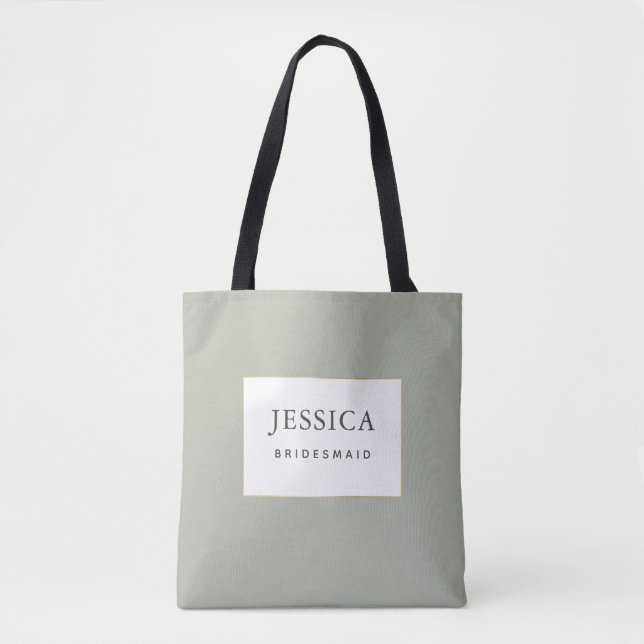 Bolso De Tela Sencilla elegante Sage Gold Green Bridesmaid Tote  (Anverso)