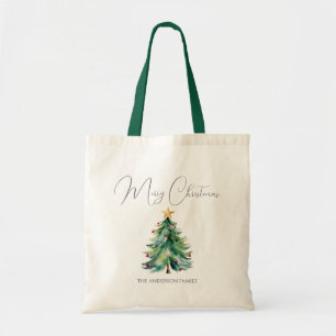 Bolso De Tela Sencilla y elegante acuarela Árbol de navidad