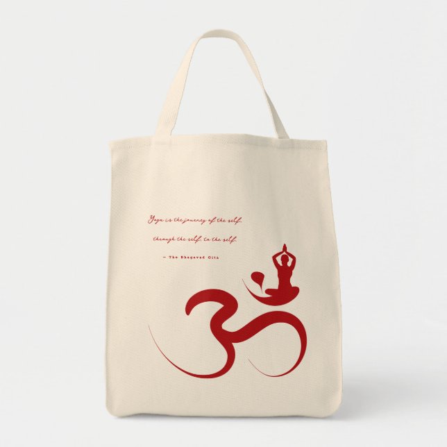 Bolso De Tela Sencilla Zen Yoga Om Caligrafía Silhouette Logo Ba (Frente)
