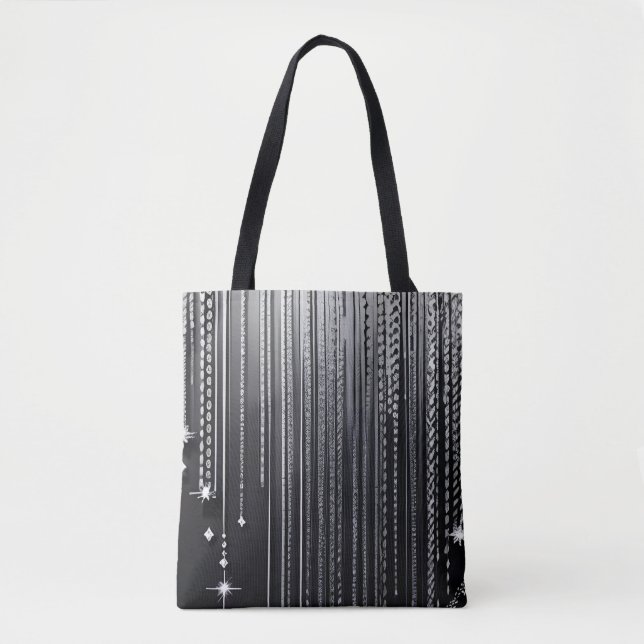 Bolso De Tela Sencillamente Enspired Black Shimmery Reutilizable (Anverso)