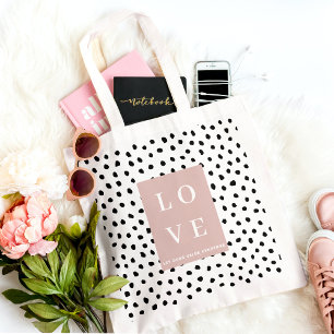 Bolso De Tela Sencillo amor negro y rosa Permitir que las nuest