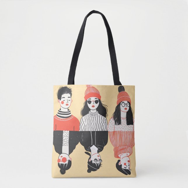 Bolso De Tela Sencillo dibujo moderno de jóvenes geniales (Anverso)