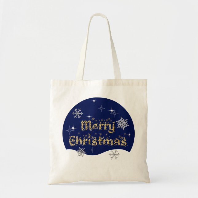 Bolso De Tela Sencillo Purpurina elegante de Navidades espumosos (Frente)
