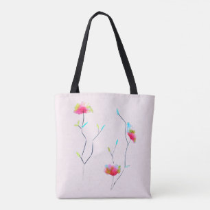 Bolso De Tela Sencillo resumen rosa de inspiración japonesa con