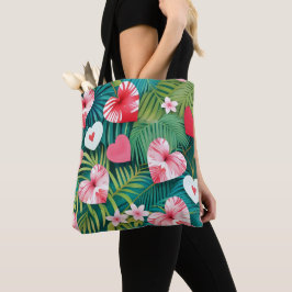 Bolso De Tela Sencillos corazones y follaje tropical
