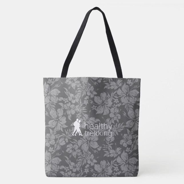 Bolso De Tela Senderismo saludable Hibiscus Gray Beach Bag (Anverso)