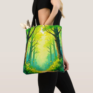 Bolso De Tela Sendero Forestal Iluminado por el Sol