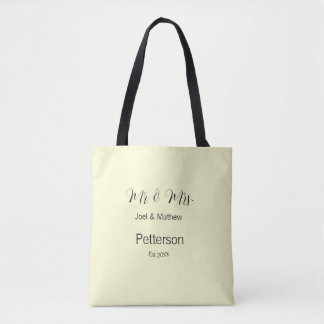 Bolso De Tela señor y señora nombre año de bodas pareja simple a