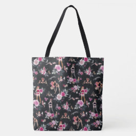 Bolso De Tela SEÑORA DE LOS GATOS FLORAL Rosa Caliente