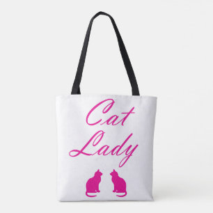 Bolso De Tela Señora del gato rosa