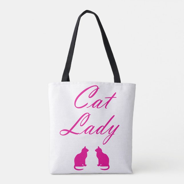 Bolso De Tela Señora del gato rosa (Reverso)