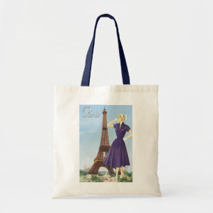 Bolso De Tela Señora en la torre Eiffel