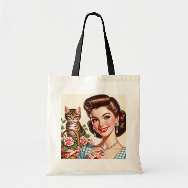 Bolso De Tela Señora Gata Adorable (Frente)