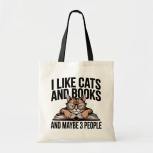 Bolso De Tela Señora Gata Loca Amante de Libros Introvertida Ant