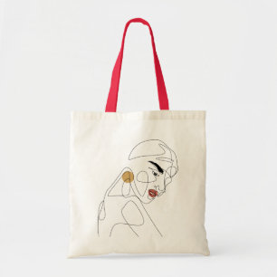 Bolso De Tela Señora hermosa con la línea mínima arte del lá