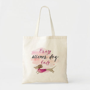 Bolso De Tela Señora loca del perro de la salchicha de Frankfur