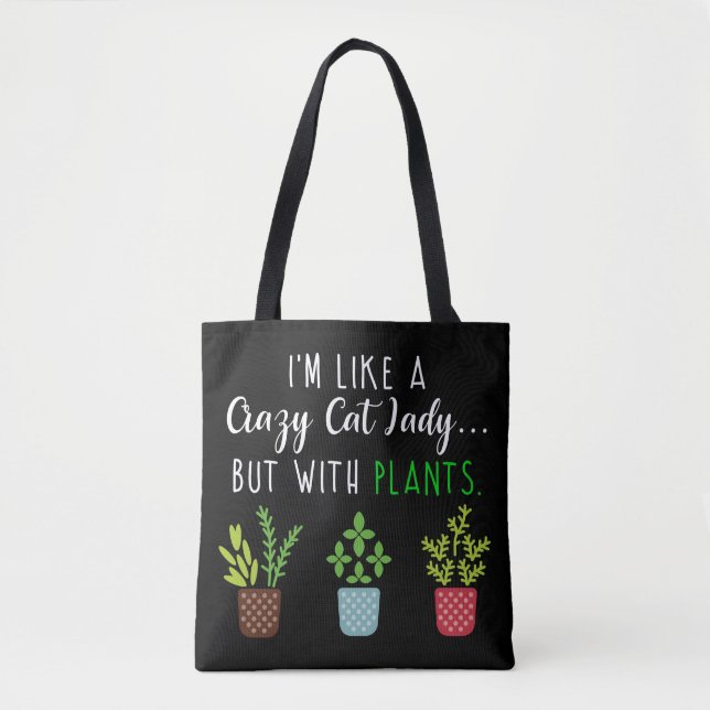 Bolso De Tela Señora loca Funny Gardening del gato (Anverso)