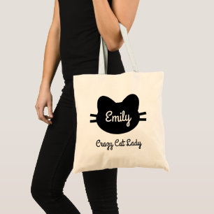 Bolso De Tela "Señora loca" tote del gato