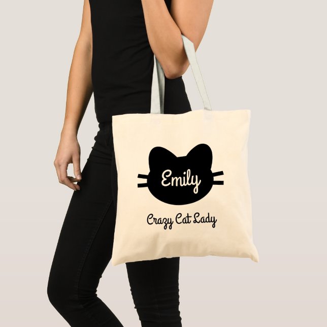Bolso De Tela "Señora loca" tote del gato (Anverso (producto))