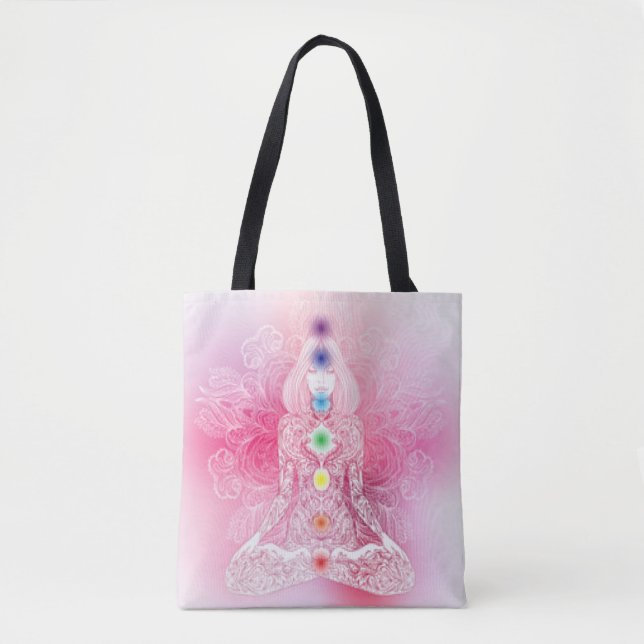 Bolso De Tela Señora rosada de siete Chakras (Anverso)