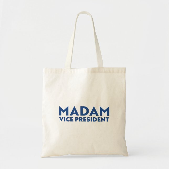 Bolso De Tela Señora vicepresidenta, tipografía moderna azul bla (Frente)