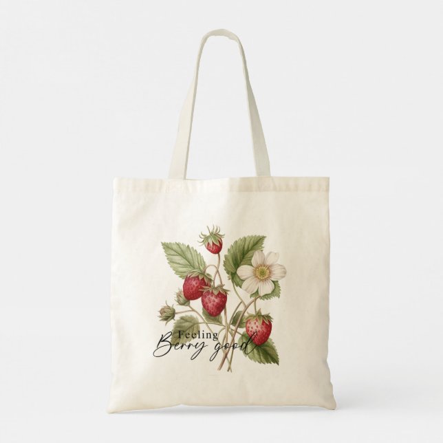 Bolso De Tela Sensación Berry Good Red Strawberry Romántico Flor (Reverso)