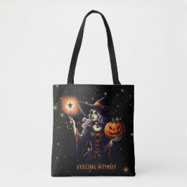 Bolso De Tela Sensación de brujería - Calabaza, varita mágica, e