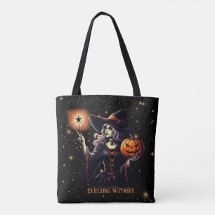 Bolso De Tela Sensación de brujería - Calabaza, varita mágica, e