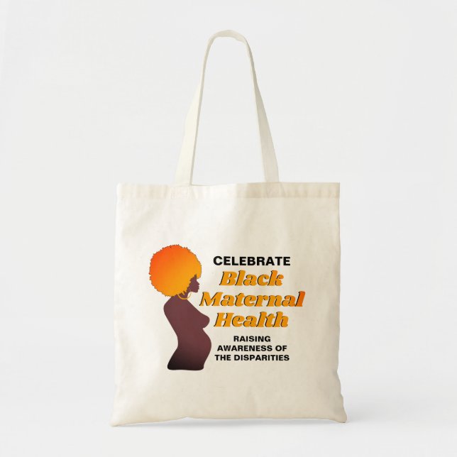Bolso De Tela Sensibilización: SALUD MATERNA NEGRA (Frente)