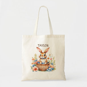 Bolso De Tela Sentada personalizada de conejito de Pascua en la