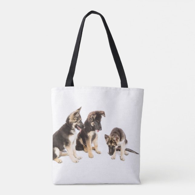 Bolso De Tela Sentado de perros pastores alemanes (Reverso)