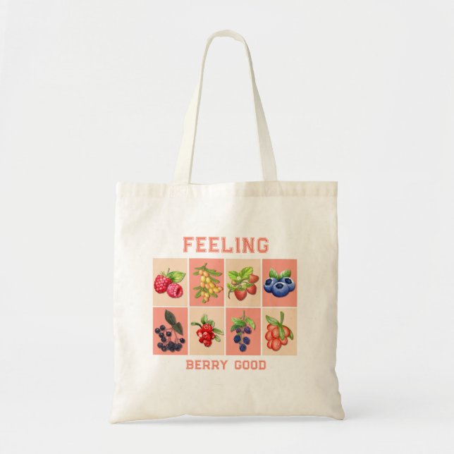 Bolso De Tela SENTIMIENTO BERRY BUENO Personalizable Fresas Berr (Frente)