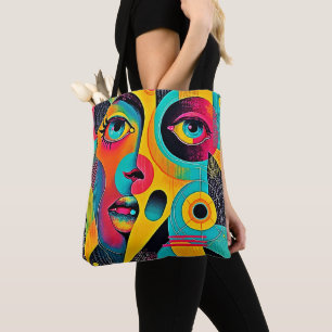 Bolso De Tela Sentimientos Coloridos: Rostro Abstracto