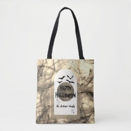Bolso De Tela Sepia Negra Moon Modern Spooky Happy Halloween