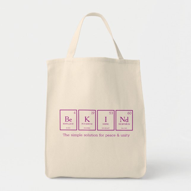 Bolso De Tela Ser KINd elementos de tabla periódica química rosa (Frente)