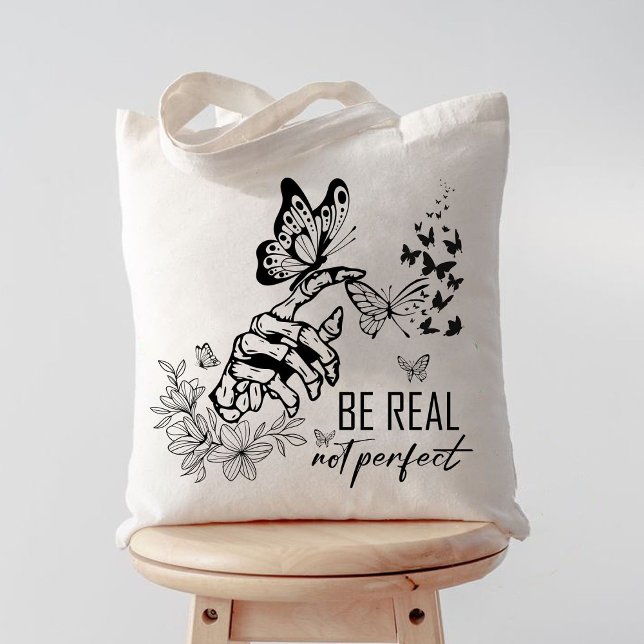 Bolso De Tela Ser real no perfecto, regalos de apreciación de lo (be real not perfect tote bag, gift for teacher, teacher tote bag,teacher appreciation gifts,teacher )