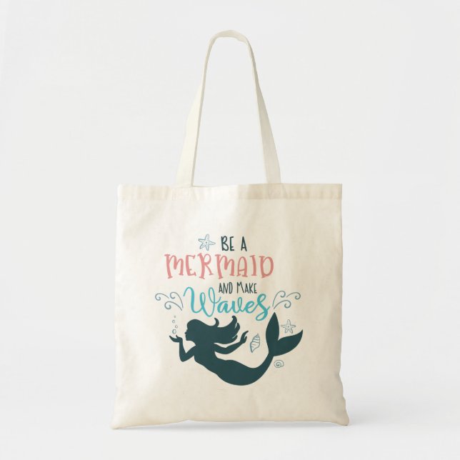 Bolso De Tela Ser sirena y hacer Chicas de olas (Frente)