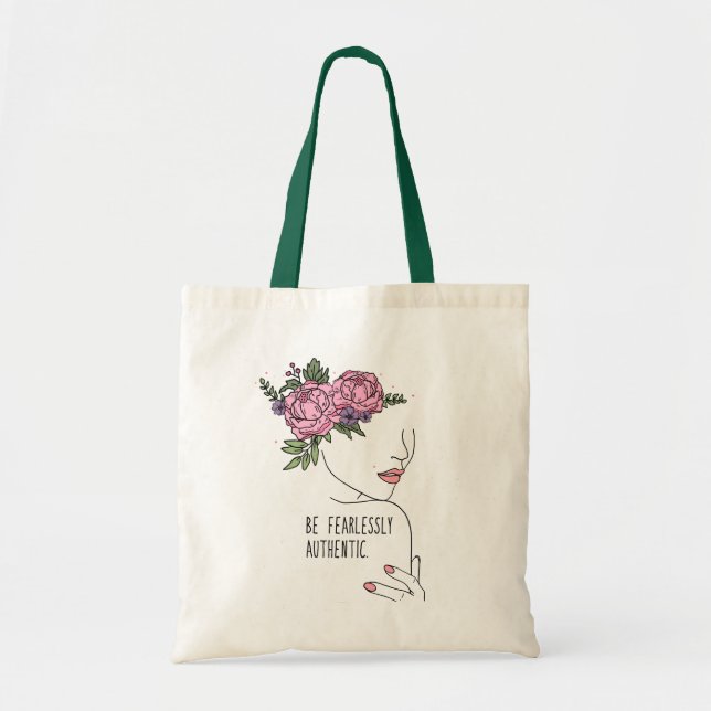 Bolso De Tela Ser una cita genuina sin miedo con flores (Frente)