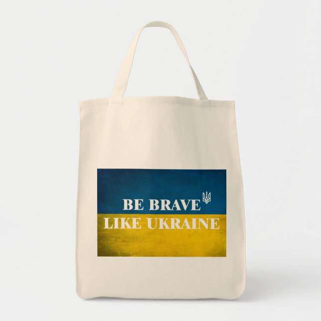 Bolso De Tela Ser valiente como una cita textual de Ucrania (Frente)