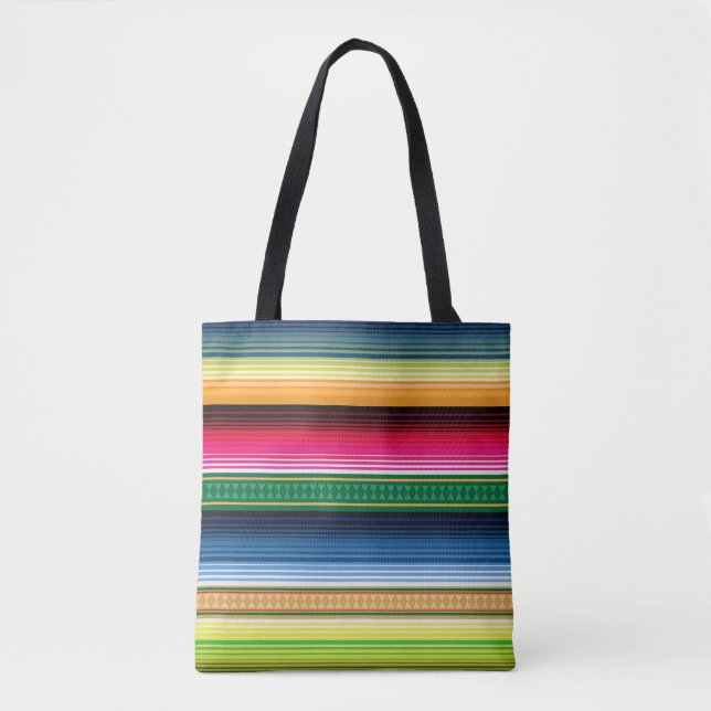 Bolso De Tela Serape combinado mexicano tradicional (Anverso)