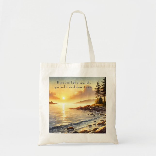 Bolso De Tela Serene Lake & Quote (Frente)