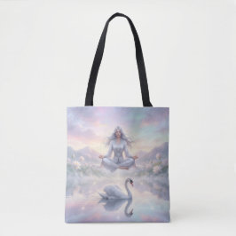 Bolso De Tela Serene Meditation Woman & Swan Fantasy Tote Bag