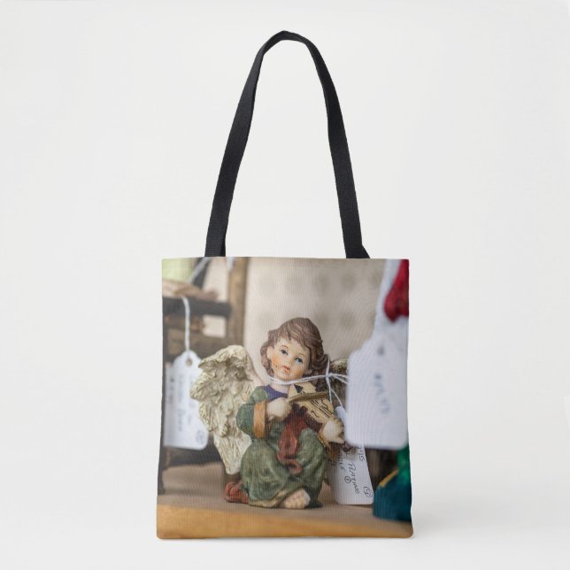 Bolso De Tela Serene Reading Angel Figurine (Anverso)