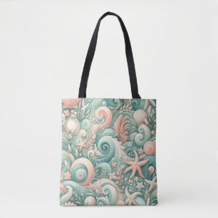 Bolso De Tela Serene Seashore Swirls: Susurros Pastel Ocean